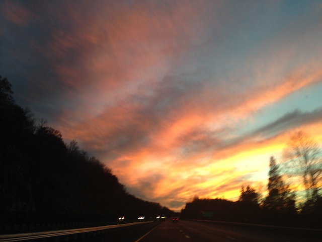 road trip sunset