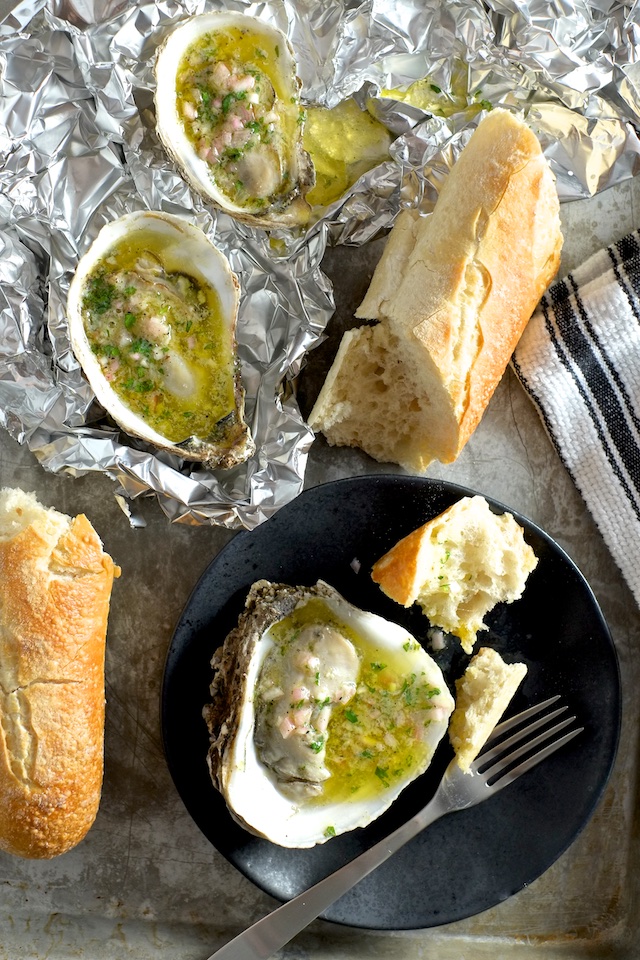 Broiled Oysters with Mignonette Butter