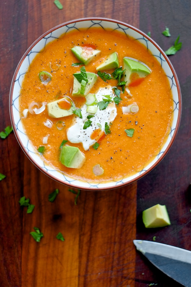Easy Immersion-Blender Gazpacho with Almonds and Red Peppers